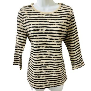 Norm Thompson Prima Tan & Black Striped Medium Top